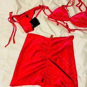 Louis Vuitton Bikini 3 piece bikini pink velvet Size L